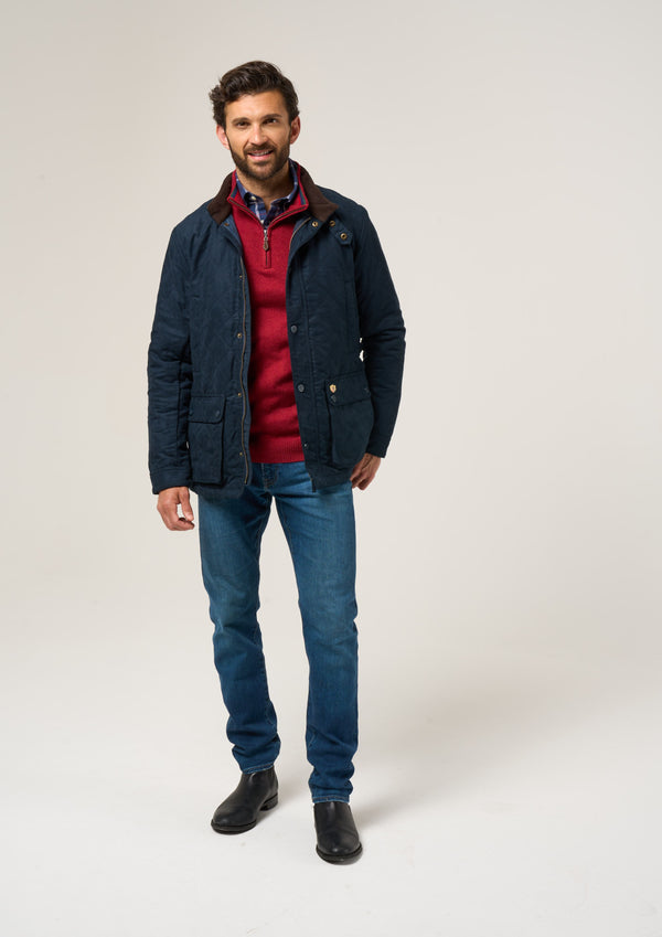 Alan Paine Felwell Men's Quilted Jacket In Dark Navy - Regular Fit