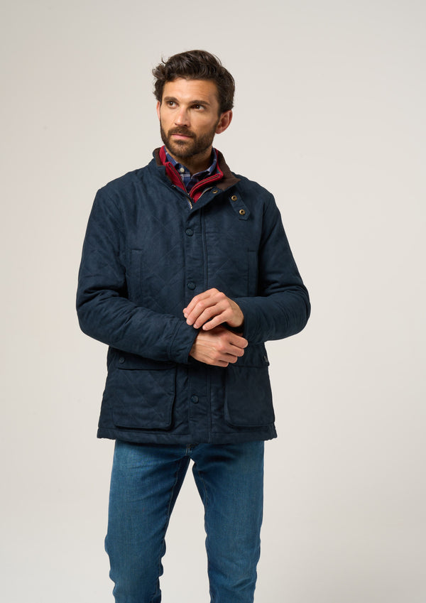 Alan Paine Felwell Men's Quilted Jacket In Dark Navy - Regular Fit