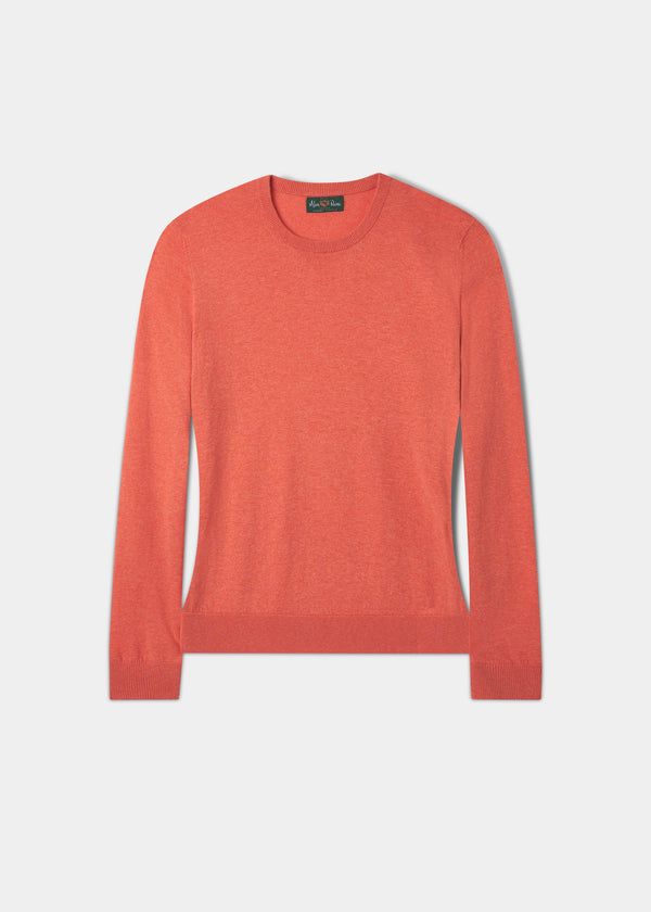 alan paine Freya Cotton Cashmere Crew Neck Jumper In Coral