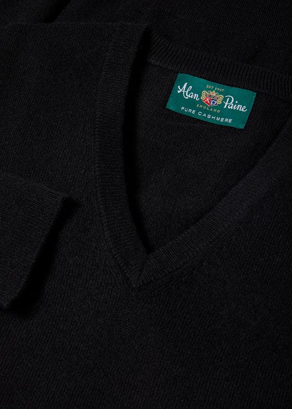 Alan Paine Haddington Cashmere Jumper In Black - Regular Fit