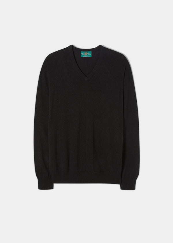 alan paine Haddington Cashmere Jumper in Black - Regular Fit