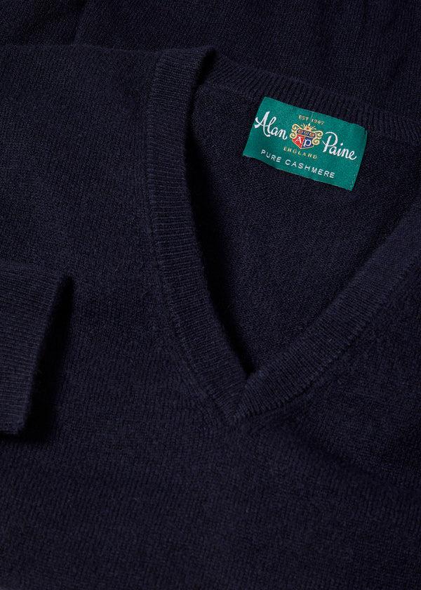 Alan Paine Haddington Cashmere Jumper In Dark Navy - Regular Fit