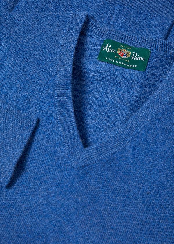 Alan Paine Haddington Cashmere Jumper In Denim - Regular Fit