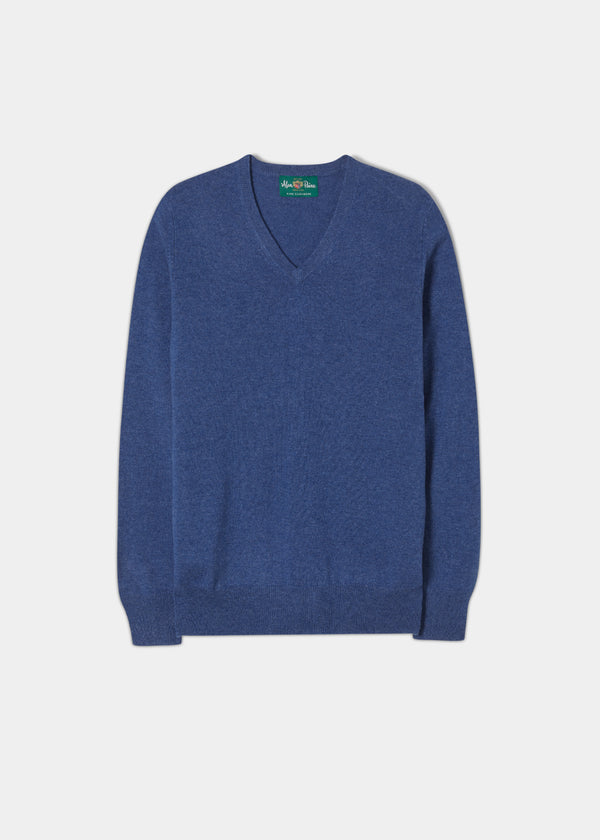 alan paine Haddington Cashmere Jumper in Denim - Regular Fit