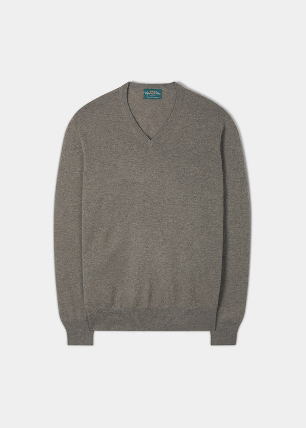 alan paine Haddington Cashmere Jumper in Mouse - Regular Fit