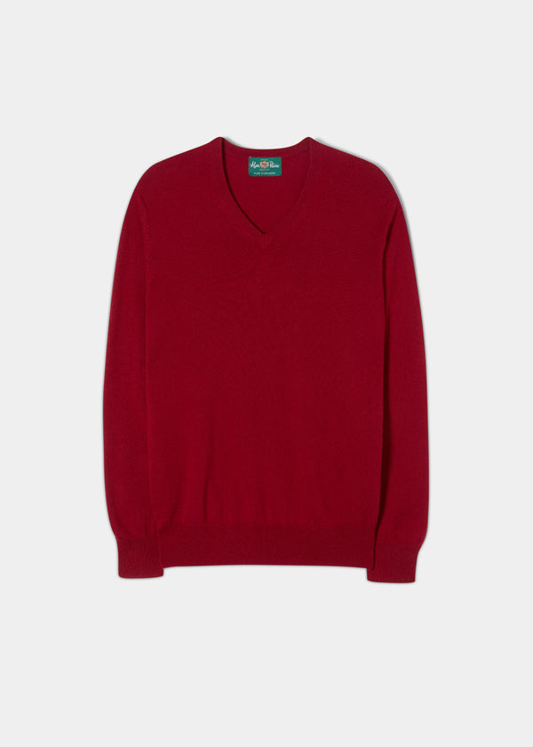 alan paine Haddington Cashmere Jumper in Ruby - Regular Fit