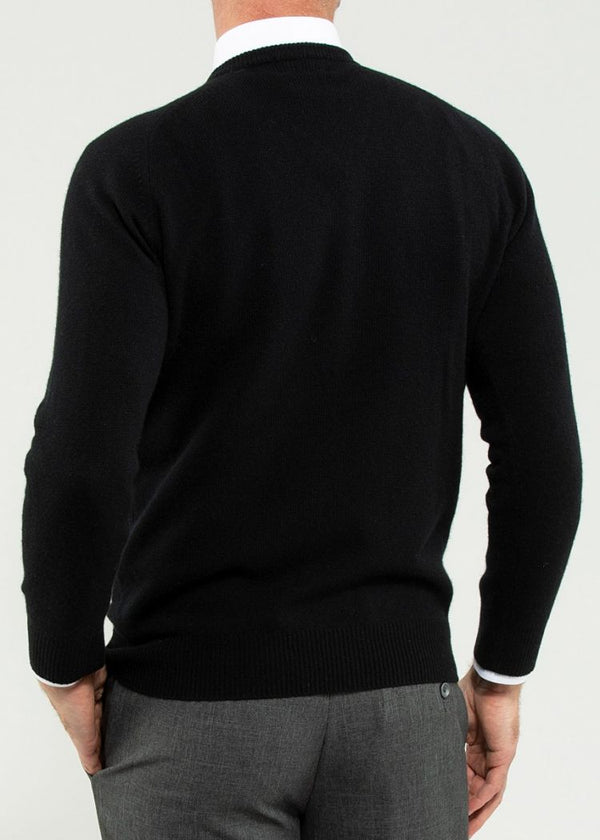 Alan Paine Hampshire Lambswool Jumper In Black - Classic Fit