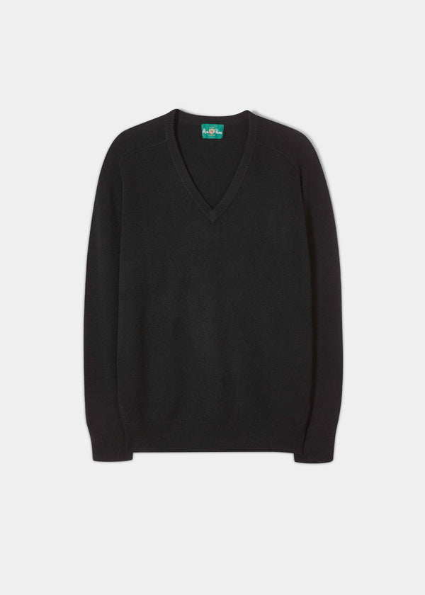 alan paine Hampshire Lambswool Jumper in Black - Classic Fit