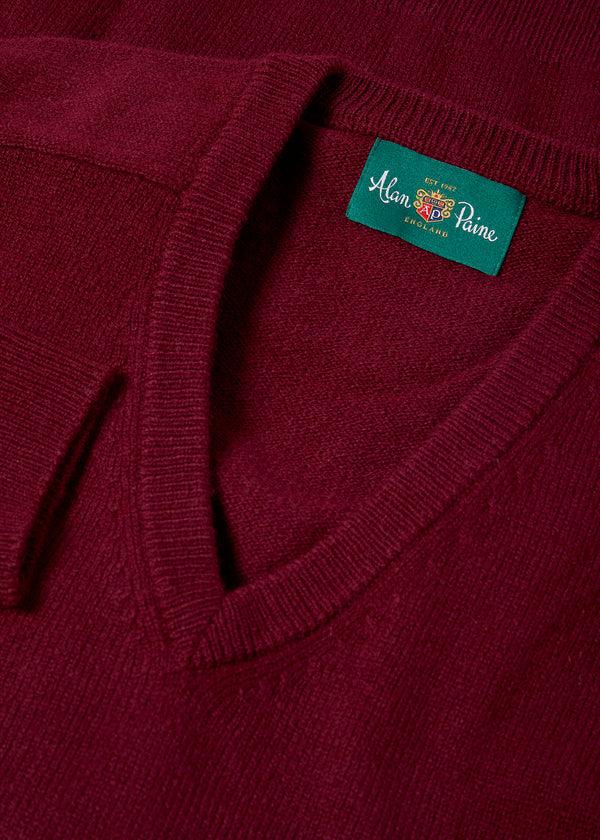 Alan Paine Hampshire Lambswool Jumper In Bordeaux - Classic Fit