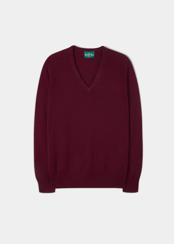 alan paine Hampshire Lambswool Jumper in Bordeaux - Classic Fit