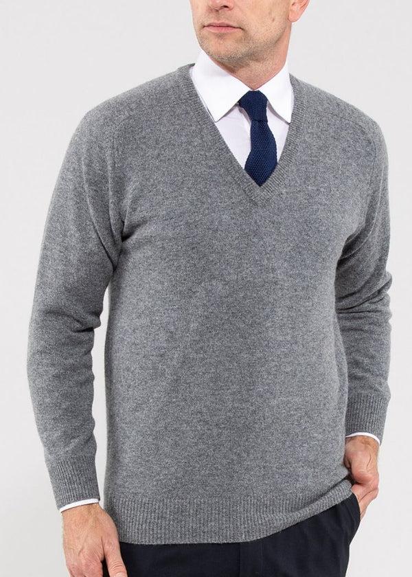 Alan Paine Hampshire Lambswool Jumper In Grey Mix - Classic Fit