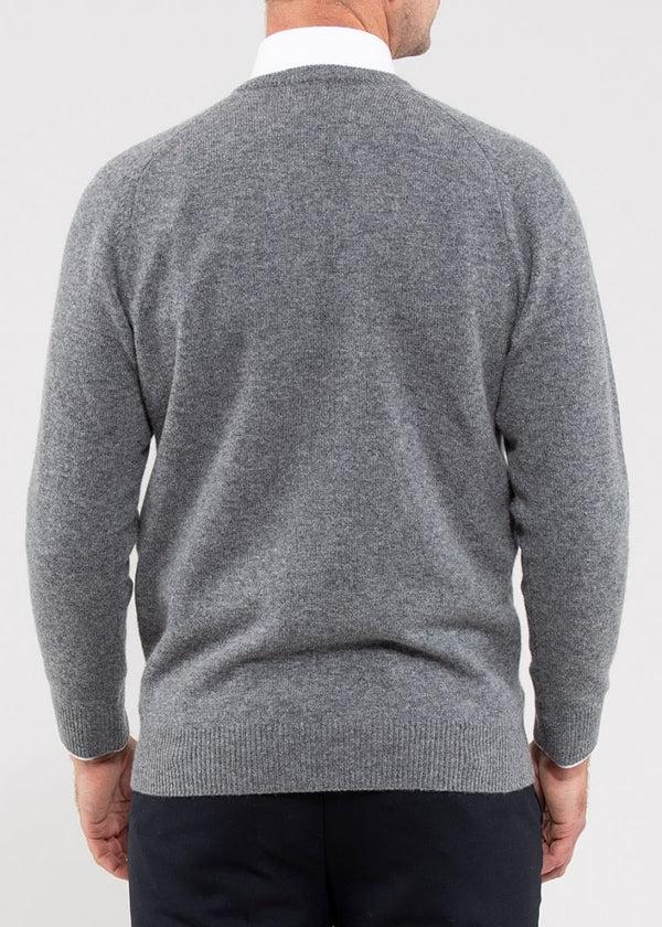 Alan Paine Hampshire Lambswool Jumper In Grey Mix - Classic Fit