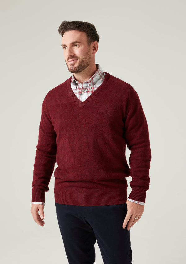 Alan Paine Hampshire Lambswool Jumper In Red Velvet - Classic Fit