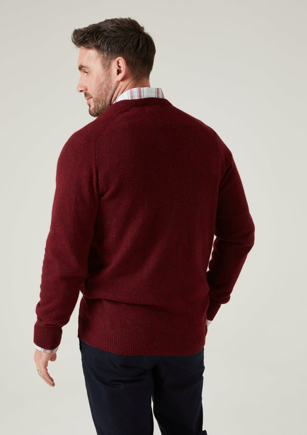 Alan Paine Hampshire Lambswool Jumper In Red Velvet - Classic Fit