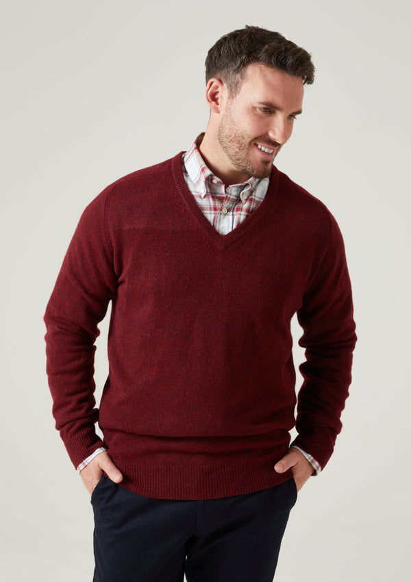 Alan Paine Hampshire Lambswool Jumper In Red Velvet - Classic Fit