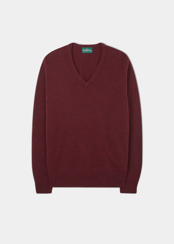 alan paine Hampshire Lambswool Jumper in Red Velvet - Classic Fit