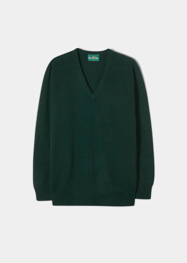 alan paine Hampshire Lambswool Jumper in Tartan Green - Classic Fit