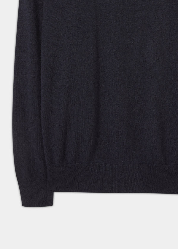 Alan Paine Hanbury Cashmere Zipped Mock Neck Jumper In Dark Navy - Regular Fit