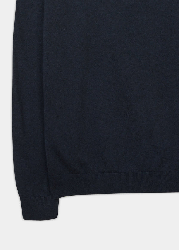 Alan Paine Harlington Luxury Cotton Jumper In Dark Navy