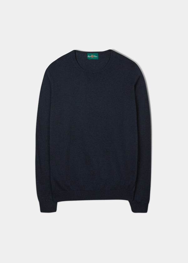 alan paine Harlington Luxury Cotton Jumper In Dark Navy