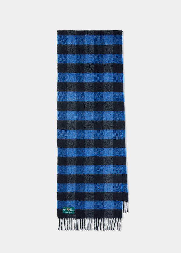 alan paine Harpsdale Square Check Scarf In Mid Blue