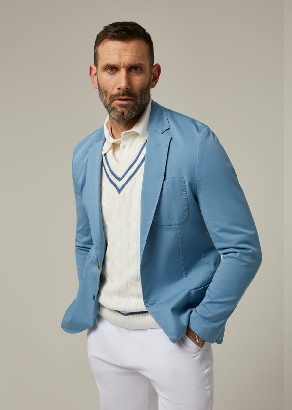 Alan Paine Heymouth Men's Cotton Blazer In Airforce