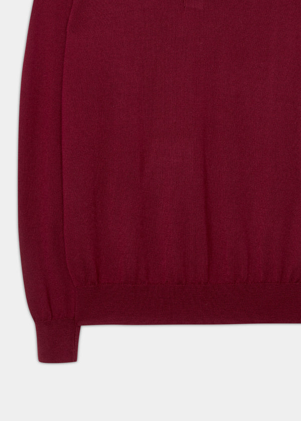 Alan Paine Hindhead Men's Merino Wool Polo Shirt In Bordeaux - Regular Fit
