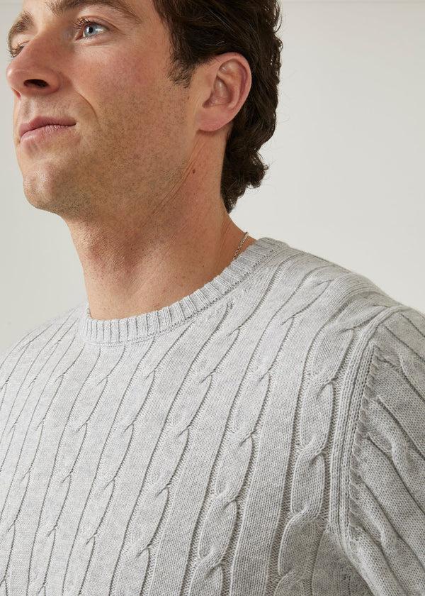 Alan Paine Honley Cotton Cashmere Cable Knit Jumper In Dove