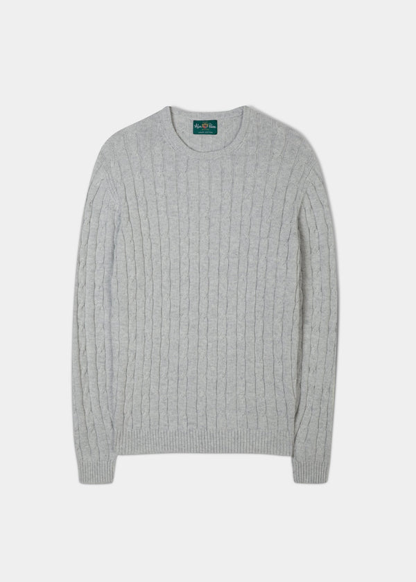 alan paine Honley Cotton Cashmere Cable Knit Jumper In Dove