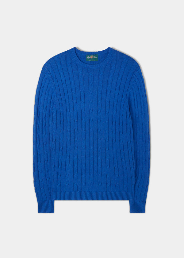 alan paine Honley Cotton Cashmere Cable Knit Jumper In Regatta