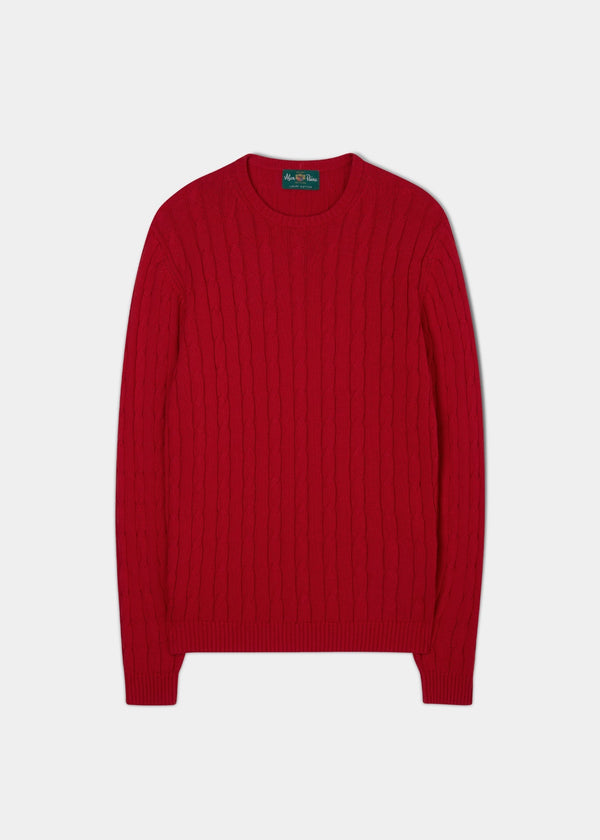 alan paine Honley Cotton Cashmere Cable Knit Jumper In Rosso