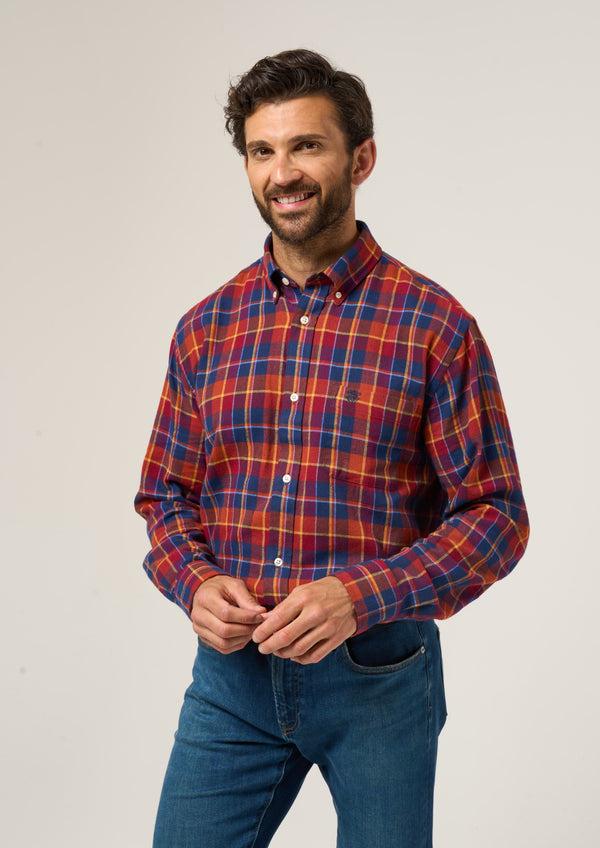 Alan Paine Ilkley Flannel Check Shirt In Red - Shooting Fit