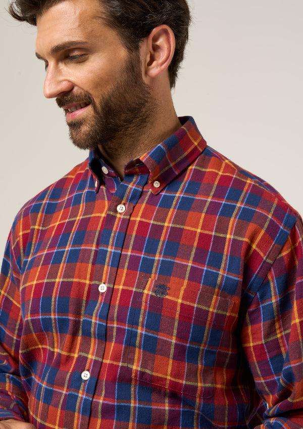 Alan Paine Ilkley Flannel Check Shirt In Red - Shooting Fit