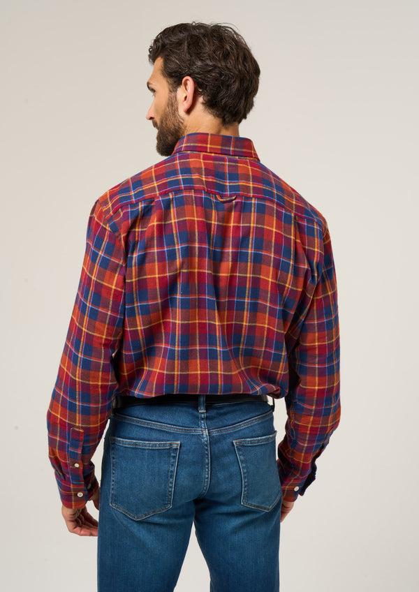 Alan Paine Ilkley Flannel Check Shirt In Red - Shooting Fit