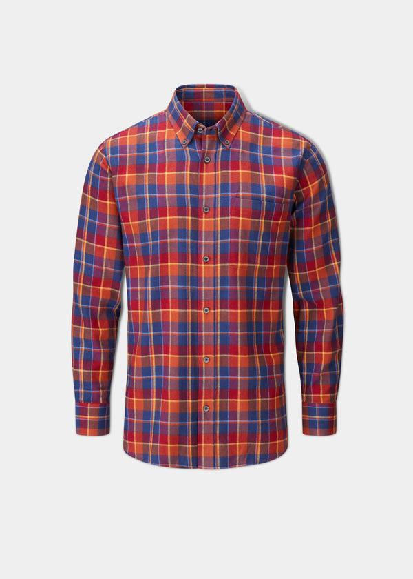 alan paine Ilkley Flannel Check Shirt In Red - Shooting Fit