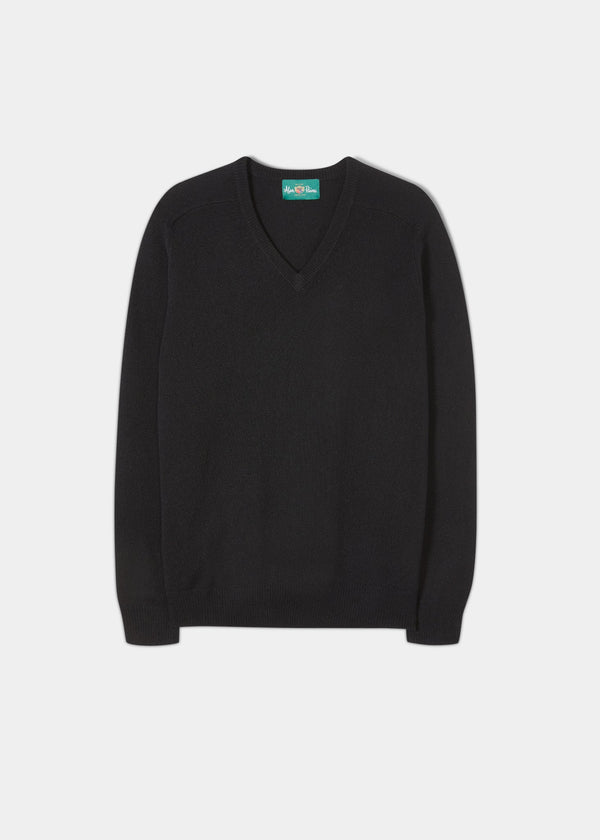 alan paine Kilsyth Men's Lambswool Jumper in Black - Regular Fit