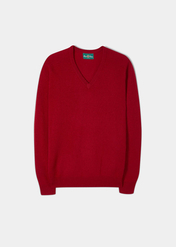 alan paine Kilsyth Men's Lambswool Jumper in Dubonnet - Regular Fit