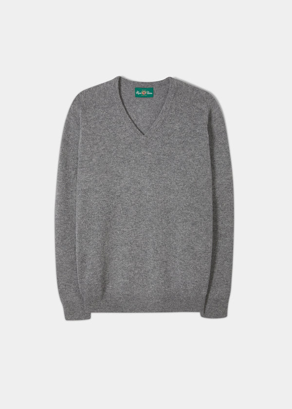 alan paine Kilsyth Men's Lambswool Jumper in Grey Mix Jumper - Regular Fit