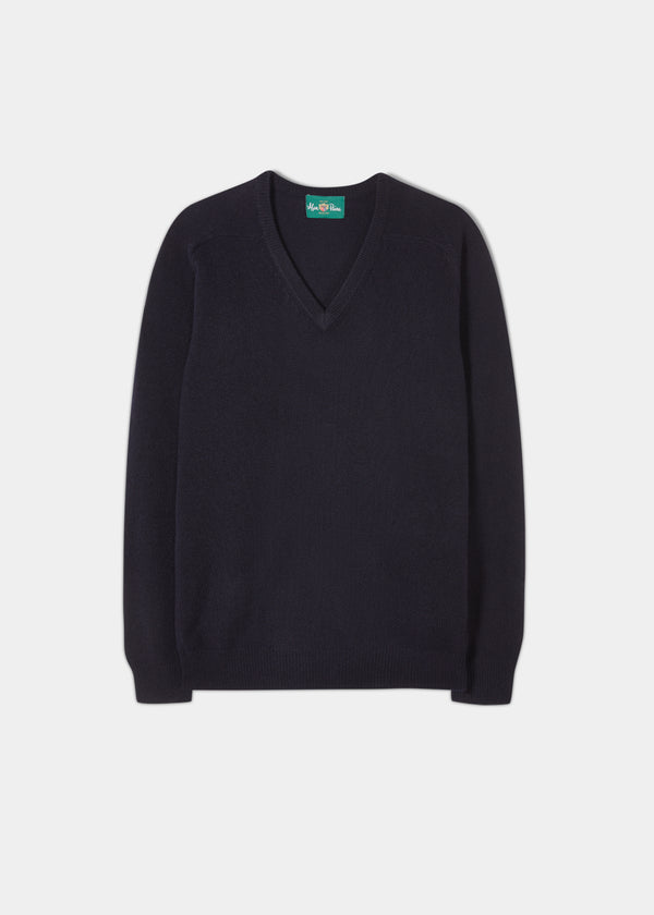 alan paine Kilsyth Men's Lambswool Jumper in Navy - Regular Fit