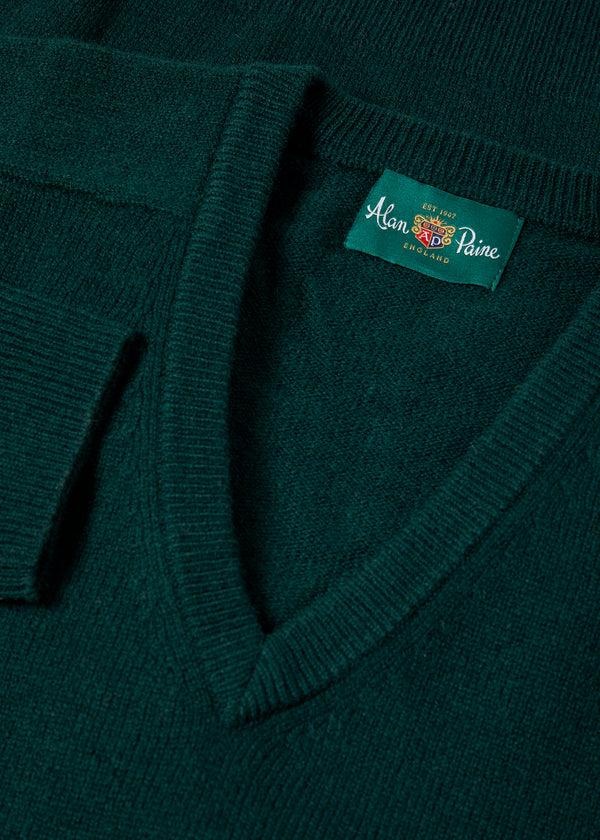 Alan Paine Kilsyth Men's Lambswool Jumper In Tartan Green - Regular Fit