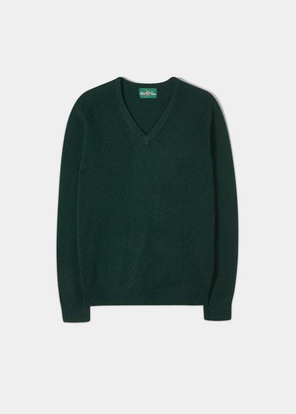 alan paine Kilsyth Men's Lambswool Jumper in Tartan Green - Regular Fit