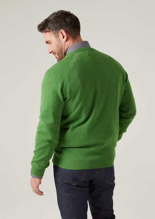Alan Paine Kilsyth Men's Lambswool Jumper In Watercress - Regular Fit