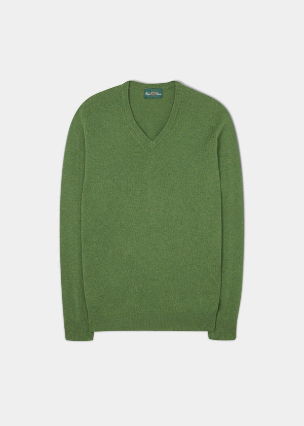 alan paine Kilsyth Men's Lambswool Jumper in Watercress - Regular Fit