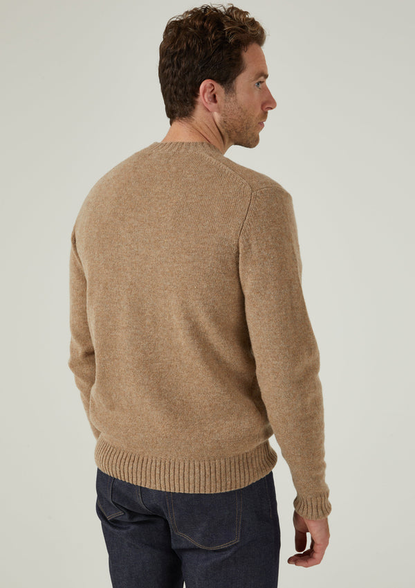 Alan Paine Kinnadie Supersoft Shetland Jumper In Pale Oak - Regular Fit