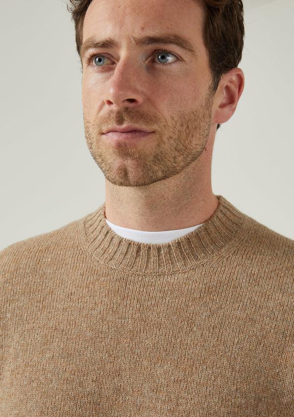 Alan Paine Kinnadie Supersoft Shetland Jumper In Pale Oak - Regular Fit