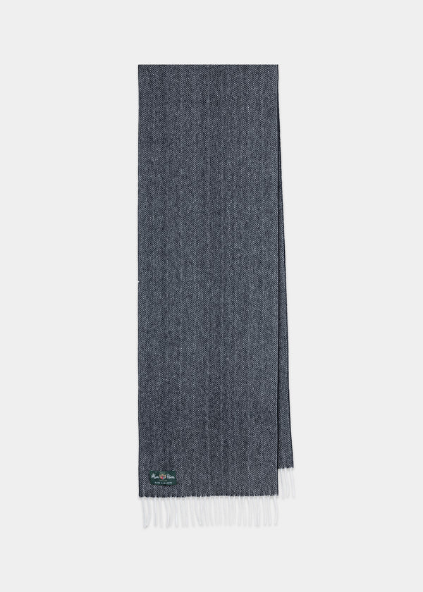 alan paine Kinross Cashmere Herringbone Scarf In Charcoal