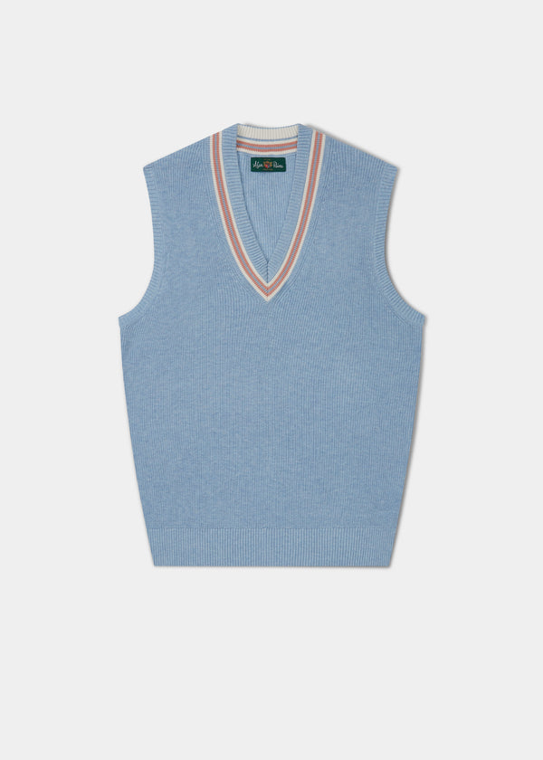 alan paine Ladies Cotton Cricket Slipover In Steel Blue Mix