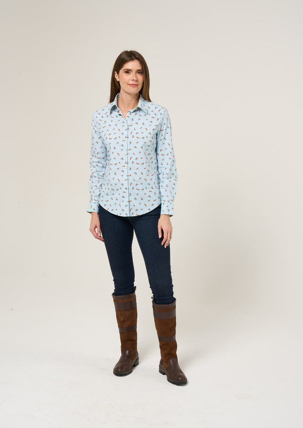 Alan Paine Lawen Ladies Printed Cotton Shirt - Duck Design