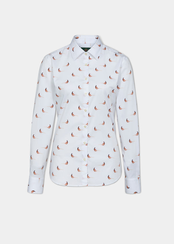 alan paine Lawen Ladies Printed Cotton Shirt - Pheasant Design