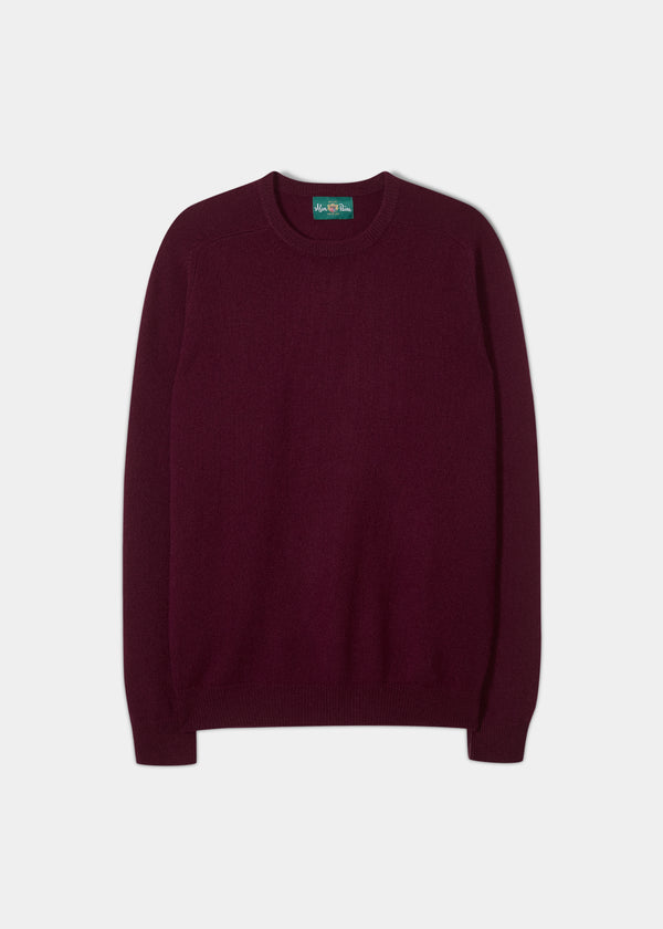 alan paine Lenzie Men's Lambswool Jumper In Bordeaux - Regular Fit